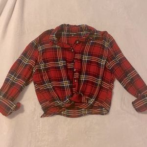 Cropped Plaid Long sleeve top